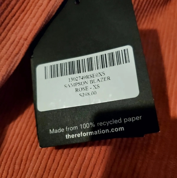 Reformation Sampson Blazer Pink Corduroy Womens Xs - Picture 5 of 6